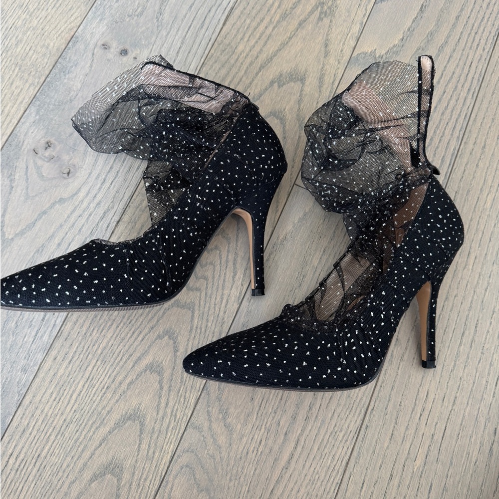 Free People Black Sparkly Dot Heels